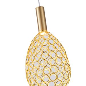 Metal chandelier oval Led 6.3w 648lm 3000k Φ140x1588mm golden, perforated