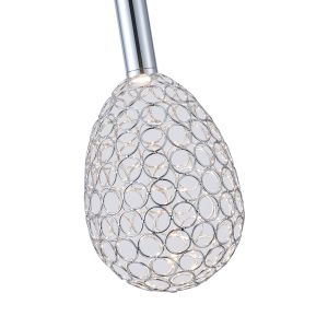 Metal chandelier oval Led 6.3w 648lm 3000k Φ140x1588mm chrome, perforated with lighting