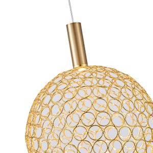 Metal chandelier oval Led 6.3w 648lm 3000k Φ250x1388mm golden arte illumina perforato