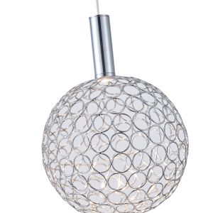 Metal chandelier oval Led 6.3w 648lm 3000k Φ250x1388mm chrome, perforated with lighting