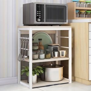 Metal shelf Cayde in white/natural color 50x30x71.5cm