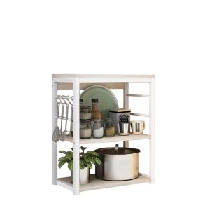 Metal shelf Cayde in white/natural color 50x30x71.5cm