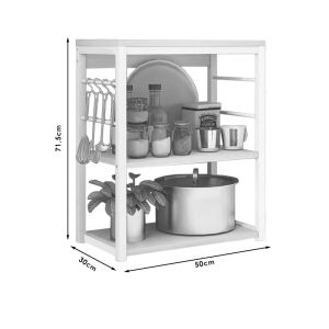 Metal shelf Cayde in white/natural color 50x30x71.5cm
