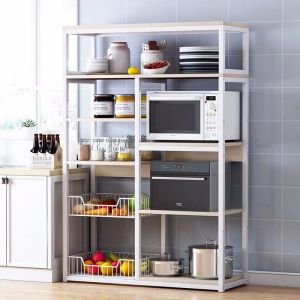 Metal shelf Leena in natural white color 80x30x142cm