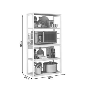 Metal shelf Tace in white/natural color 50x30x129cm