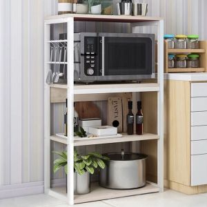 Metal shelf Wille in white/natural color 50x30x99.5cm