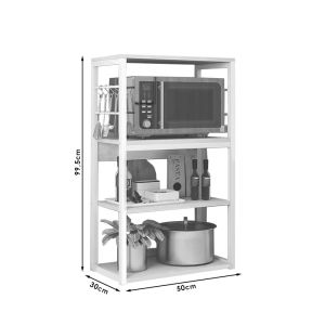 Metal shelf Wille in white/natural color 50x30x99.5cm