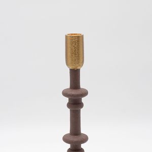 Метален свещник кафяво-златист 10.5x10.5x26см