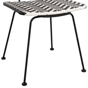 Метален стол Allegra Hm5693 с ракита цвят бял/черен 46x56x88cm