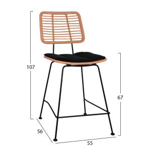 Метален стол с възглавничка Allegra Hm5644 ракита в бежов цвят 55x56x107