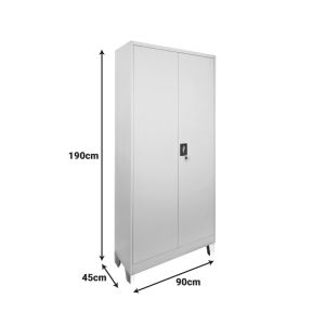 Metal cabinet Zogi with partition in light gray color 90x45x190cm