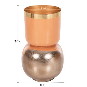 Метална ваза Lingon Hm4233,02 цвят сьомга/сребро металик D21x37,5hcm
