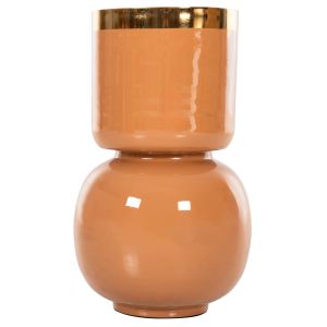 Метална ваза Lingon Hm4233,09 цвят злато/сьомга D21x37,5hcm