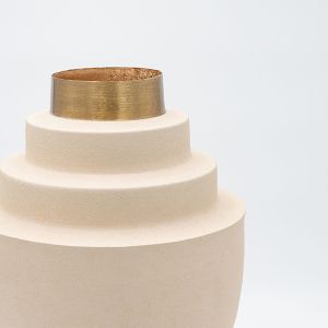 Metal vase beige-gold 26x26x36.5cm
