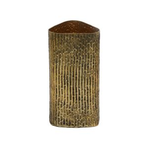 Metal decorative vase in antique gold color, dimensions 12x12x25cm
