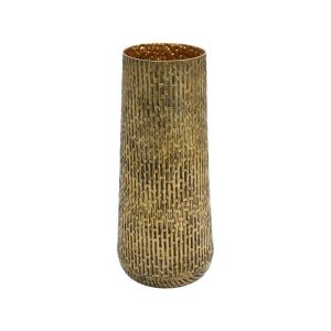 Metal decorative vase in antique gold color, dimensions 16x34cm