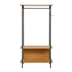 Metal hanger with shelf Fl2504 black oak color 80x36x158cm