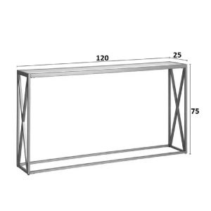 Метална конзола със стъклена повърхност Kantoo в златист нюанс 120x25x75см