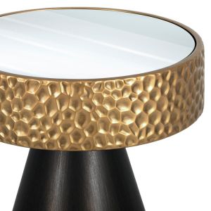 Метална кръгла холна маса с огледало Fl0184 златисто - черен 45x48см