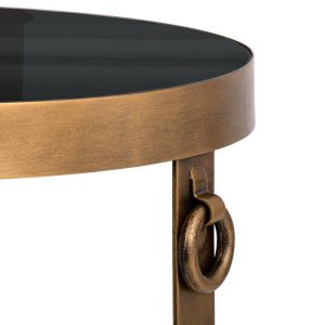 Metal round corner table with glass top Fl383 bronze-black color 60x50cm