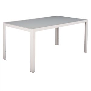 Метална маса Ice White със стъклен плот Hm5767,03 150x90χ75cm