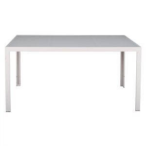 Метална маса Ice White със стъклен плот Hm5767,03 150x90χ75cm