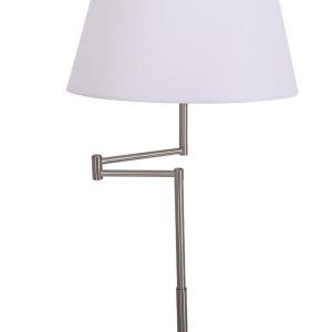 Metal table lamp Fl4105 white shade with silver base 33x70cm E27