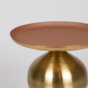 Metal side table, gold color, 50x50x46 cm