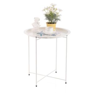 Metal coffee table white color 47x50cm