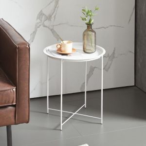 Metal coffee table in white color 47x50cm
