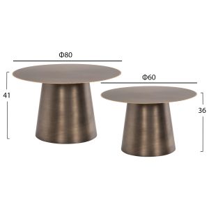 Metal tables 2 pcs. Nickely Antique D80x41h D60x36hcm Hm9667