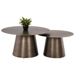 Metal tables 2 pcs. Nickely Antique D80x41h D60x36hcm Hm9667