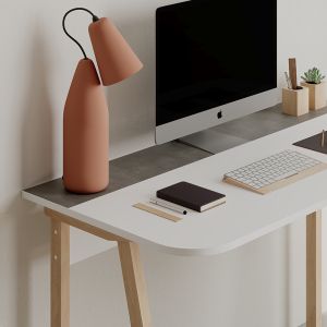 Minimalist desk Malia in white-natural-gray 120x60.5x75cm