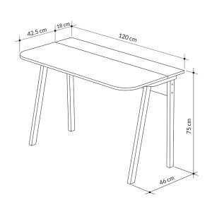 Minimalist desk Malia in white-natural-gray 120x60.5x75cm
