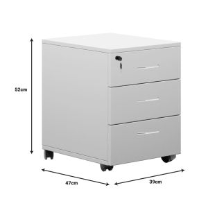 Mobile cabinet Amazon, white melamine 39x47x52.5cm