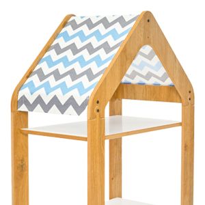 Montessori shelf Zoilen white-natural-blue MDF 50x30x100cm