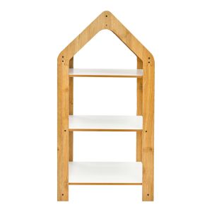 Montessori shelf Zoilen white-natural-blue MDF 50x30x100cm