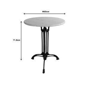 Bastile marble cast iron table in white-black shade Φ60x71.8cm