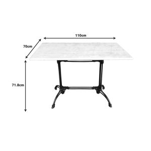 Zosal marble table with cast iron in white-black shade 110x70x71.8cm