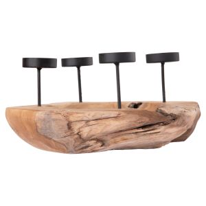 Настолен свещник/купа Fran Hm4390 тик дърво-метал 30x30x7-15hcm.