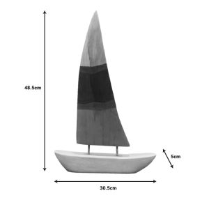 Настолна декорация Ship Elize Inart от мангово дърво и метал 30,5x5x48,5cm