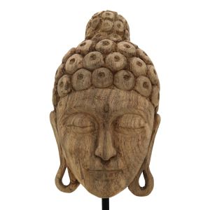 Настолна декорация буда Mask Inart от мангово дърво и метал 20x18,5x48,5cm
