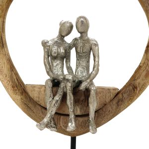 Настолна декорация сърце Edora Inart масивно мангово дърво/алуминий 27x10x36cm