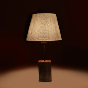 Настолна дървена лампа Pwl-0106 цвят бежов