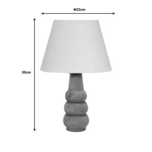 Table lamp Cabini wood and fabric in cream color 22x22x30cm