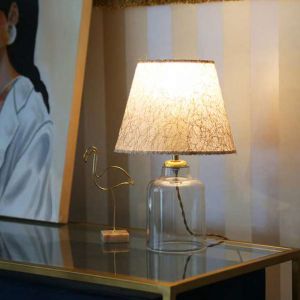 Table lamp Hm7583.03 with gold shade and transparent glass base