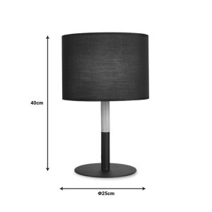 Table lamp Kerky black-natural metal-wood-fabric D25x40cm