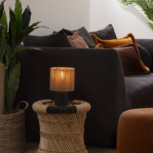 Table lamp Leyda ceramic in black-natural color D16x24cm