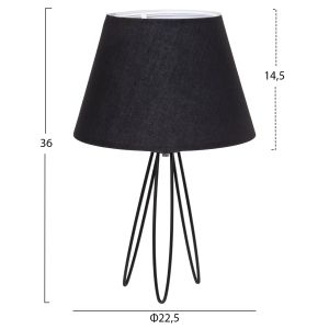 Table lamp Livo Hm4708.01 black with tripod metal base Φ22x36hcm.