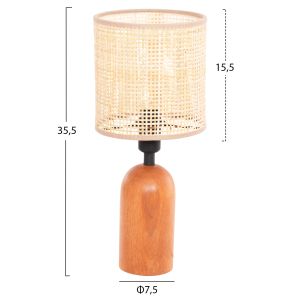 Table lamp Lyktur Hm4709 beige woven drop-wooden base Φ15.5x35.5hcm.